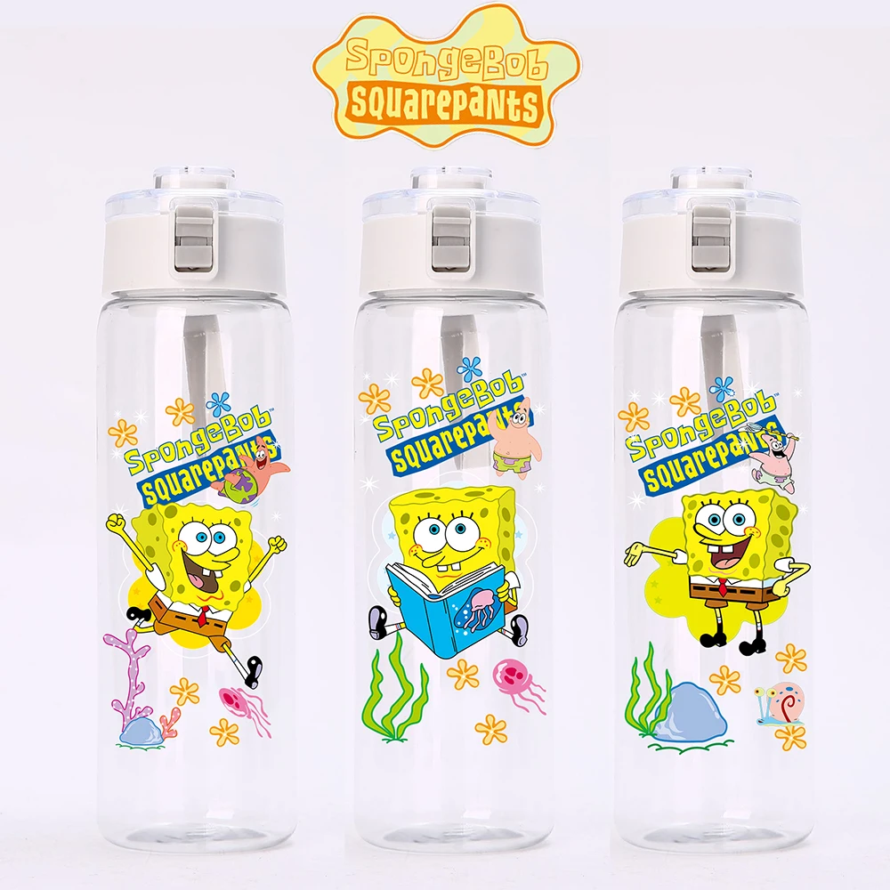 550ml SpongeBob Plastic Water Cup Portable Clear Water Cup with Lanyard Tea Water Separation Can Be Shatter Proof Portable Cup