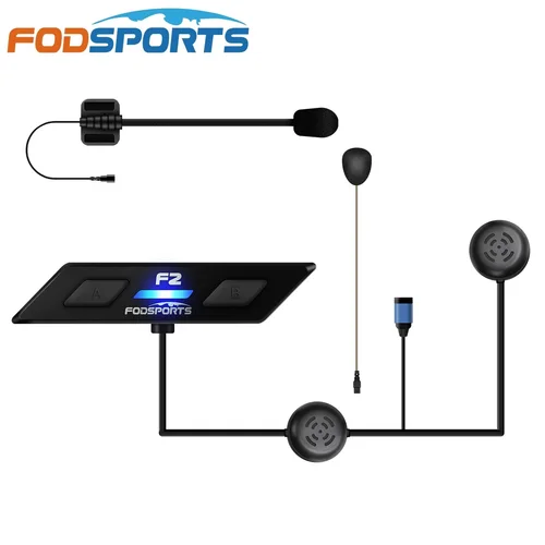 Fodsports-intercomunicador F2 para casco de motocicleta, auriculares Bluetooth 1000M, interfono tipo C, USB, instrucción de voz