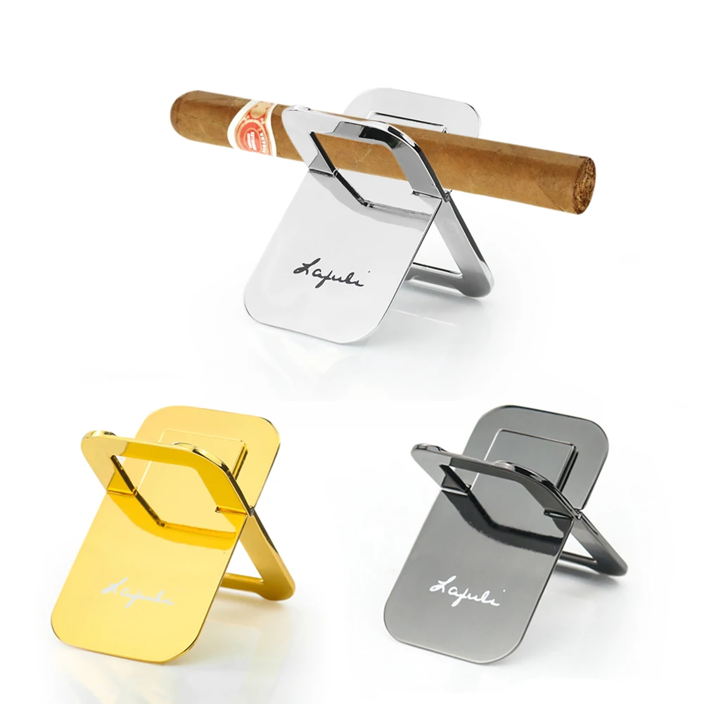 Lafuli Classic Carbon Steel Metal Portable Fold Cigar Special Display Stand Outdoor Camping Travel Cigarette Bracket Accessory