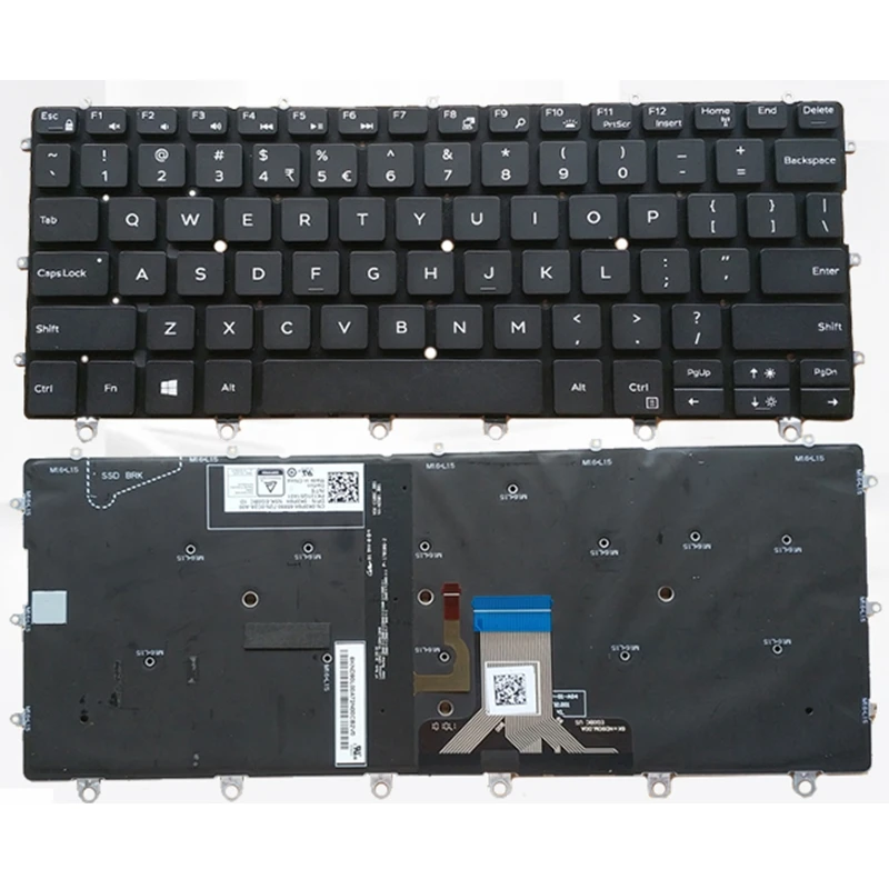 Imagem -02 - Teclado Russo dos Eua no Reino Unido em Dell Xps 13 9365 P71g com Retroiluminação 0wpcf9 Wpcf9 Nsk-eg0bc Pk131qs1a00 ru Novo