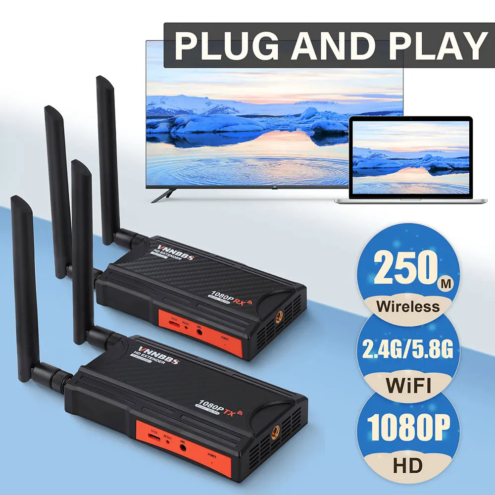 Trasmettitore e ricevitore HDMI Wireless Kit di estensione Video Wireless con Loop-Out e telecomando IR