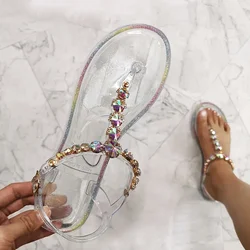 2024 New PVC Beach Women Summer sandalo donna Jelly Shoes Diamond trasparente Flat Outdoor Ladies Sandals Large Size 42