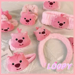 Kawaii Pink Plush Loopy Hair Band Rope Beaver Hair Clip Sweet Hair Hoop Cute Cartoon Gift Anime Accessories