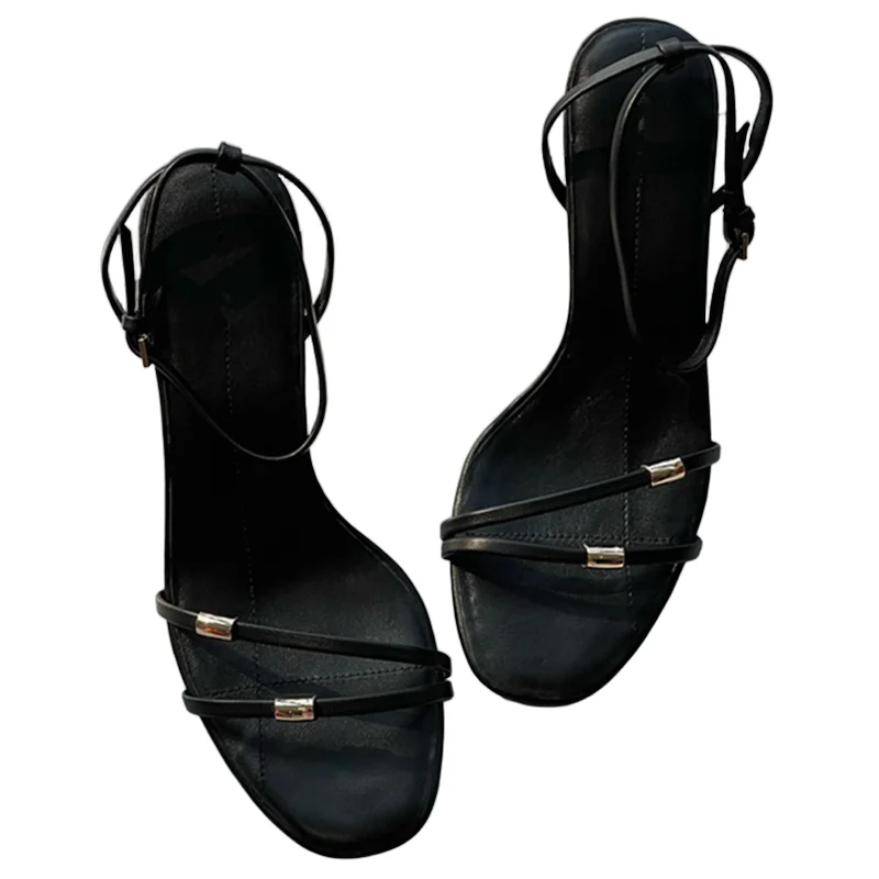 

Withered Summer Shoes French Office Ladies Italian Sheepskin Comfortable High Heels Minimalist Elegant 7cm Stiletto Sandals Wome