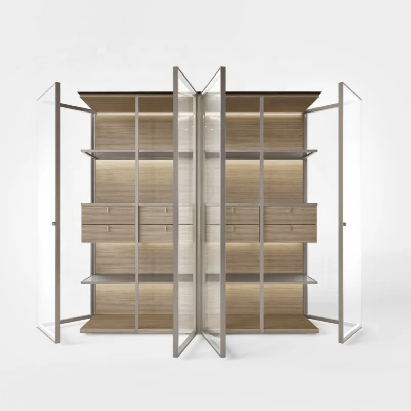 Best Sale High Quality Soft Closure Drawer Glass Display Cabinet Shelf Clear Gray Glass Cabinet
