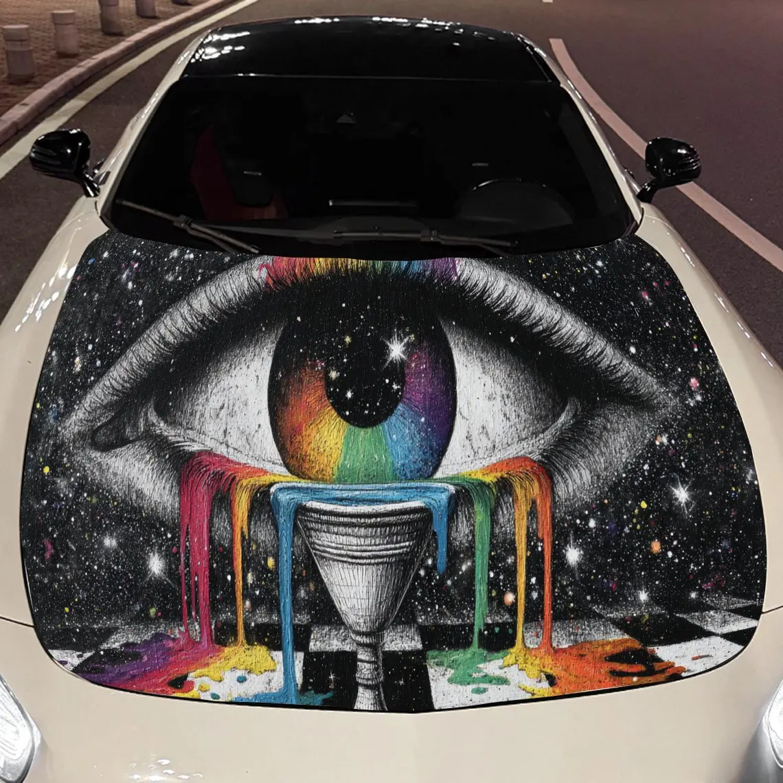 Magical eye print,car hood stickers,PVC waterproof Self adhesive car hood sticker,car hood decoration protection stickers,Auto A