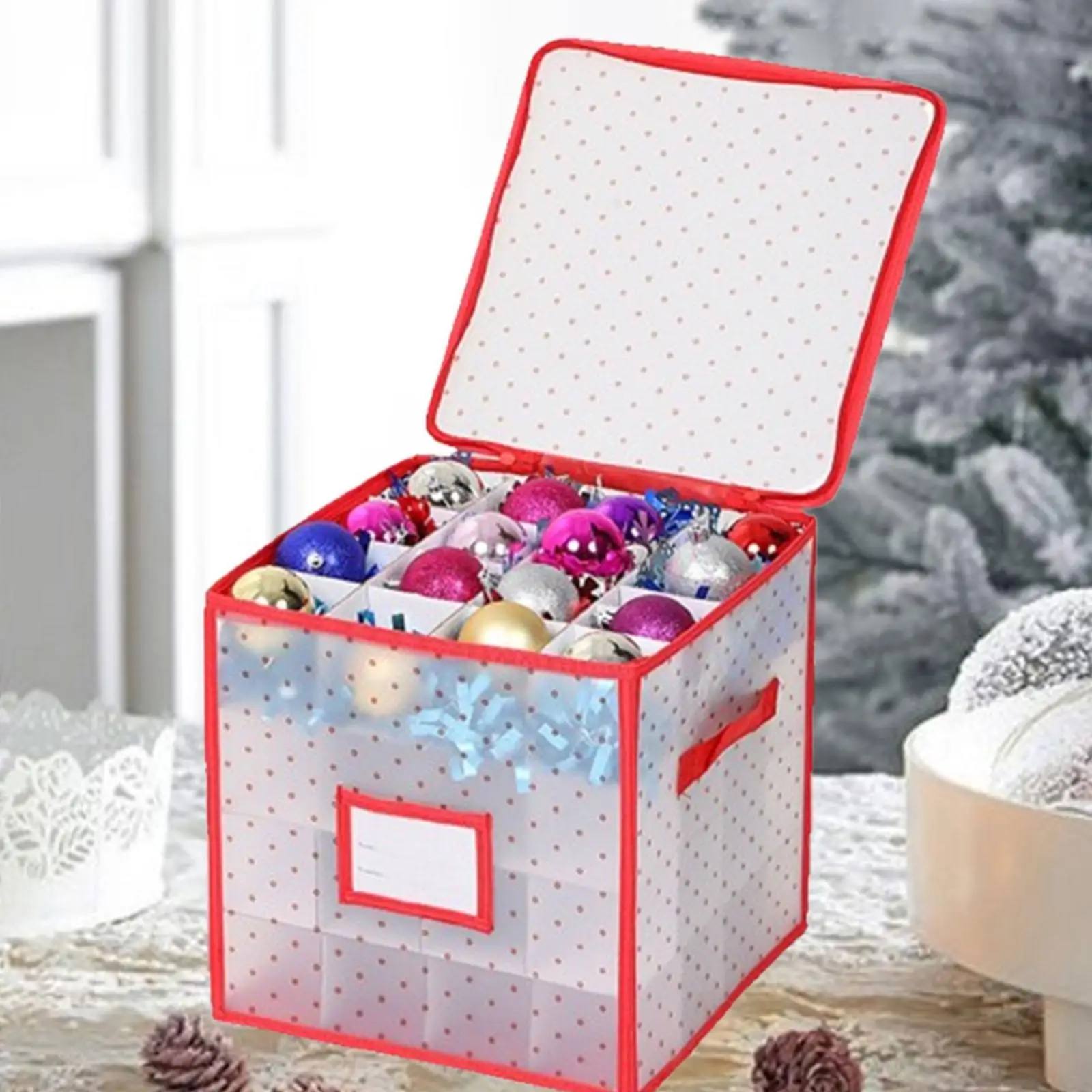 Xmas Storage Container Xmas Decoration Organizer Carrying Bag Zipper Closure Christmas Ornament Storage Box for Nutcrackers