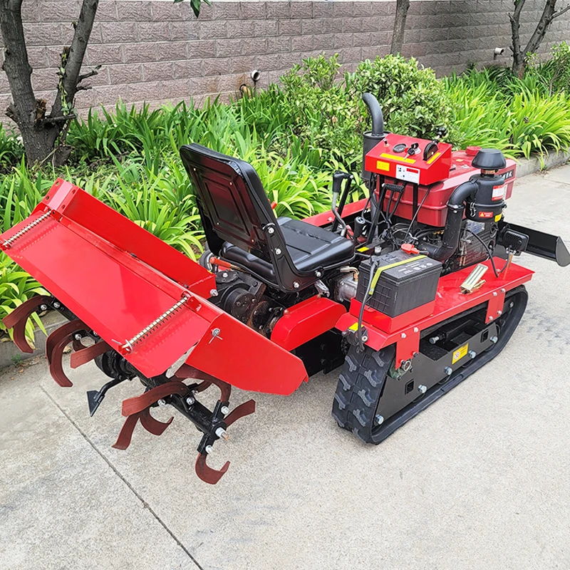 Customized Full Terrain High Efficiency Crawler Tractor Rotary Tiller Farm Plowing Machine Cultivator with Multiple Tools
