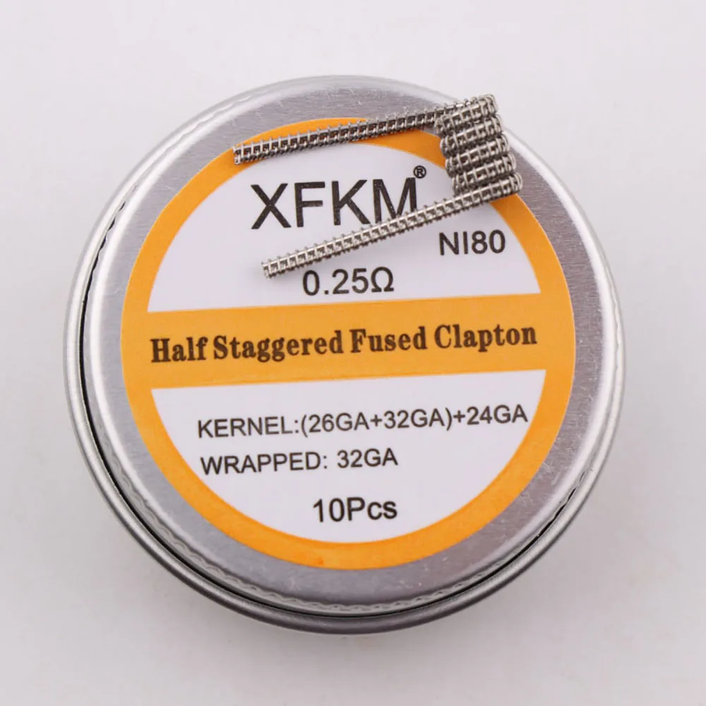 XFKM 10pcs/box N80 staple fused clapton coil Seper juggernaut Clapton coil Alien taiji super Clapton Heating Resistance rda coil