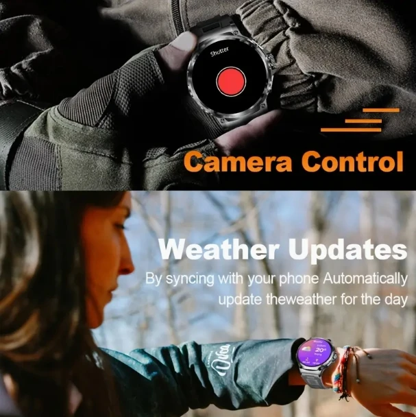 2025年新型 1.85インチHDウルトラアウトドアIP68スマートウォッチ 710mAh BT通話 100種類以上のスポーツフィットネスGPSトラッカー メッセージ通知 スマートウォッチ