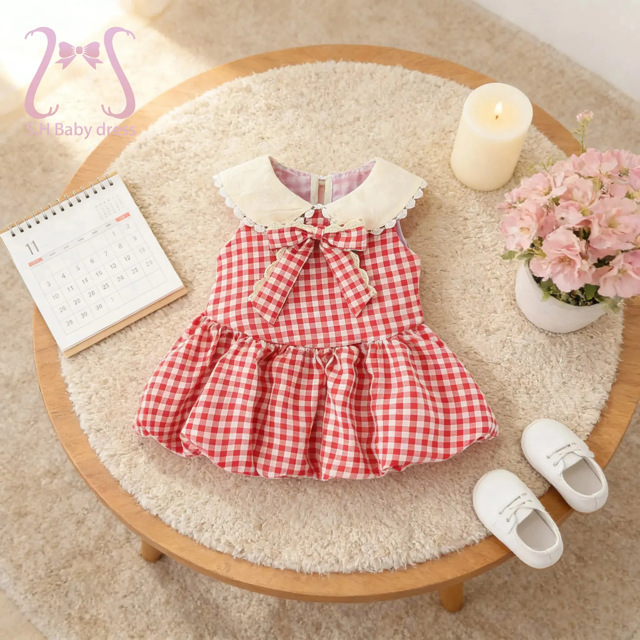 

Новое летнее красное клетчатое платье без рукавов для новорожденных, с милым бантом, новогодний костюм для девочек, мягкие платья для малышей 0-4 лет, детская одежда