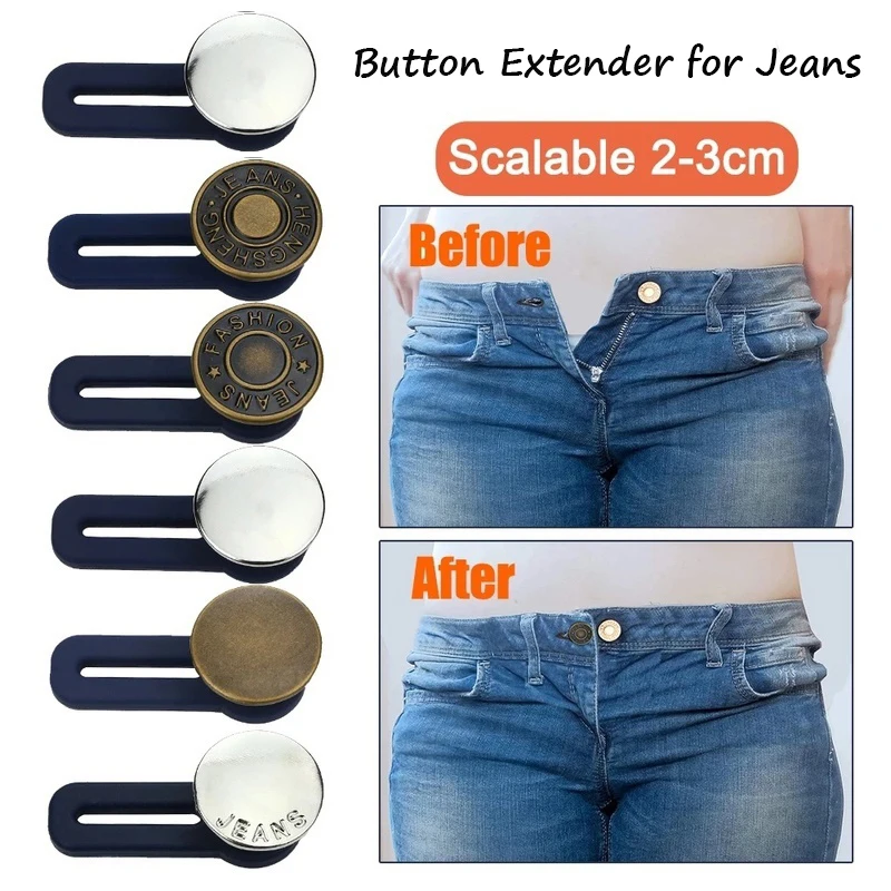 5/10Pcs Metal Button Extender For Pants Jeans Adjustable Retractable No Sewing Waist Extenders Button Waistband Expander