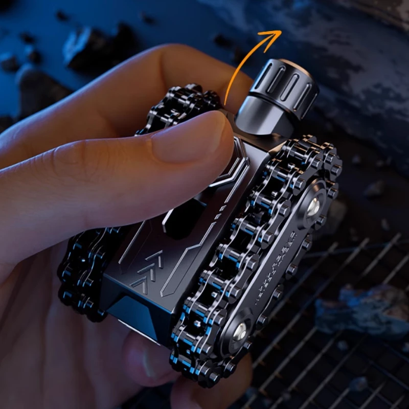 Tank Ratchet Wheel EDC Fidget Roller Magnetic Push Card Mechanical Gear Chain Rotating Pushing Plate Relieve Stress Relief Toy
