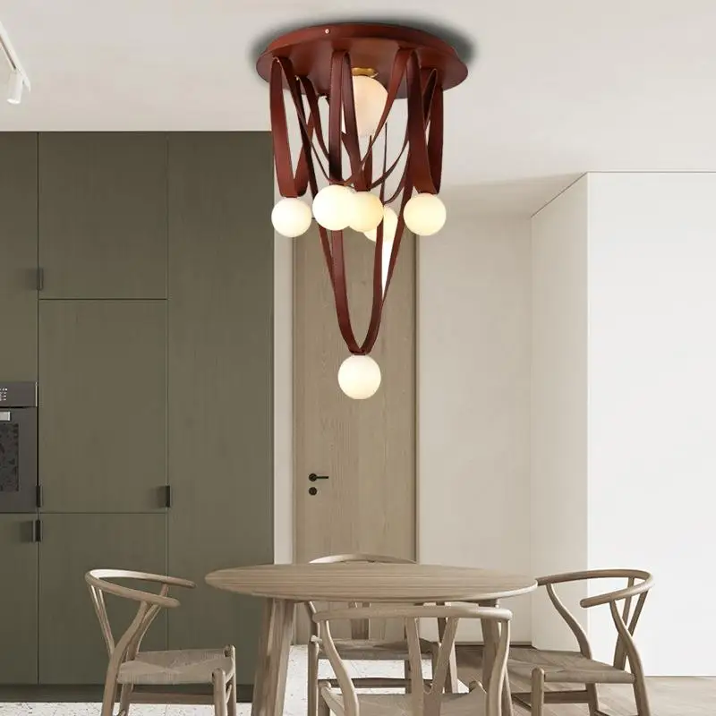 Modern Leather Chandelier, Linear Pendant Lamp with Glass Shades, G9 LED  Light for Kitchen Island, Dining Room