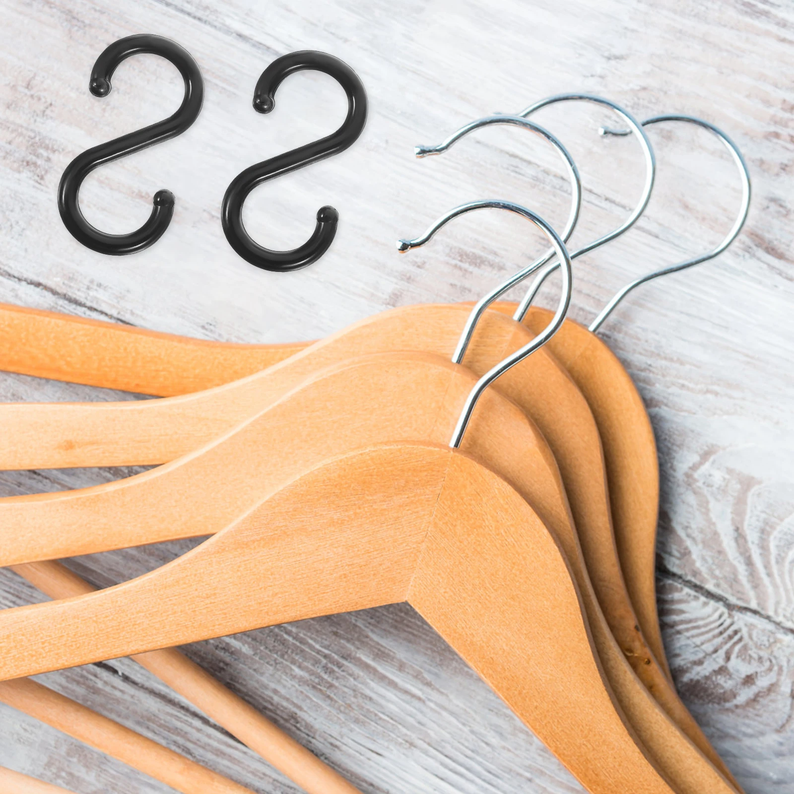 

100pcs Hooks 2.2x1.1 Inches Black Plastic Hangers For Clothes Hats Bags Kitchen Closet Organization Storage