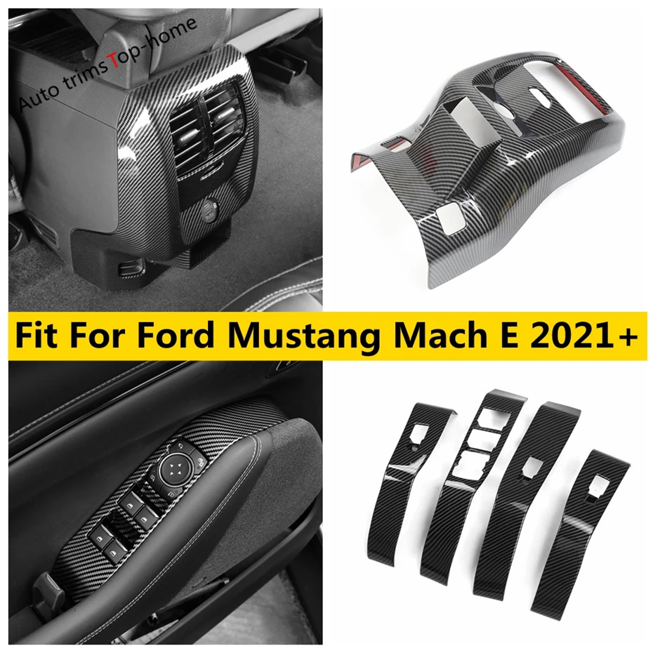 

ABS Carbon Armrest Air Conditioning Outlet AC Vent / Window Lift Switch Button Cover Trim For Ford Mustang Mach E 2021 - 2023