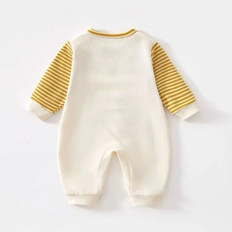 Unisex Baby Jumpsuit for Spring/Autumn Outdoor Wear Boys Girls Cute Splicing Long Sleeve Romper  Soft Comfortable Clothing