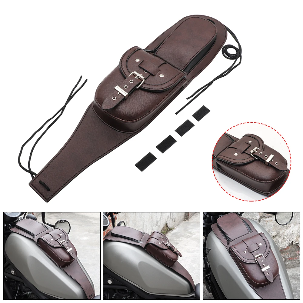 Motorcycle Fuel Tank Cover Panel Bib Bra Pouch Leather Gas Tank Bag for Harley Sportster Iron 883 XL883N Forty Eight XL1200X