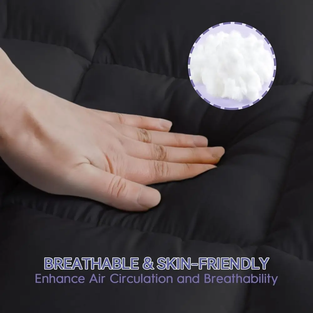 Топпер из пены с эффектом памяти 3, с подушкой, глубоким карманом, снятие давления, черный