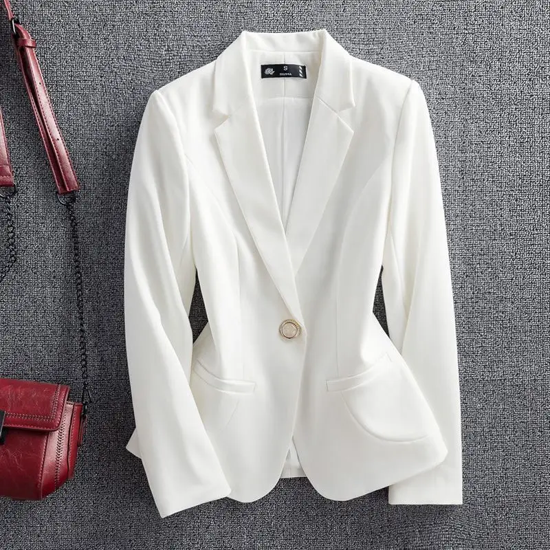 بدلة نسائية بيضاء ort Jaet 2025 أوائل الربيع بقصة ضيقة ملابس غربية صغيرة شخصية ملابس احترافية #1