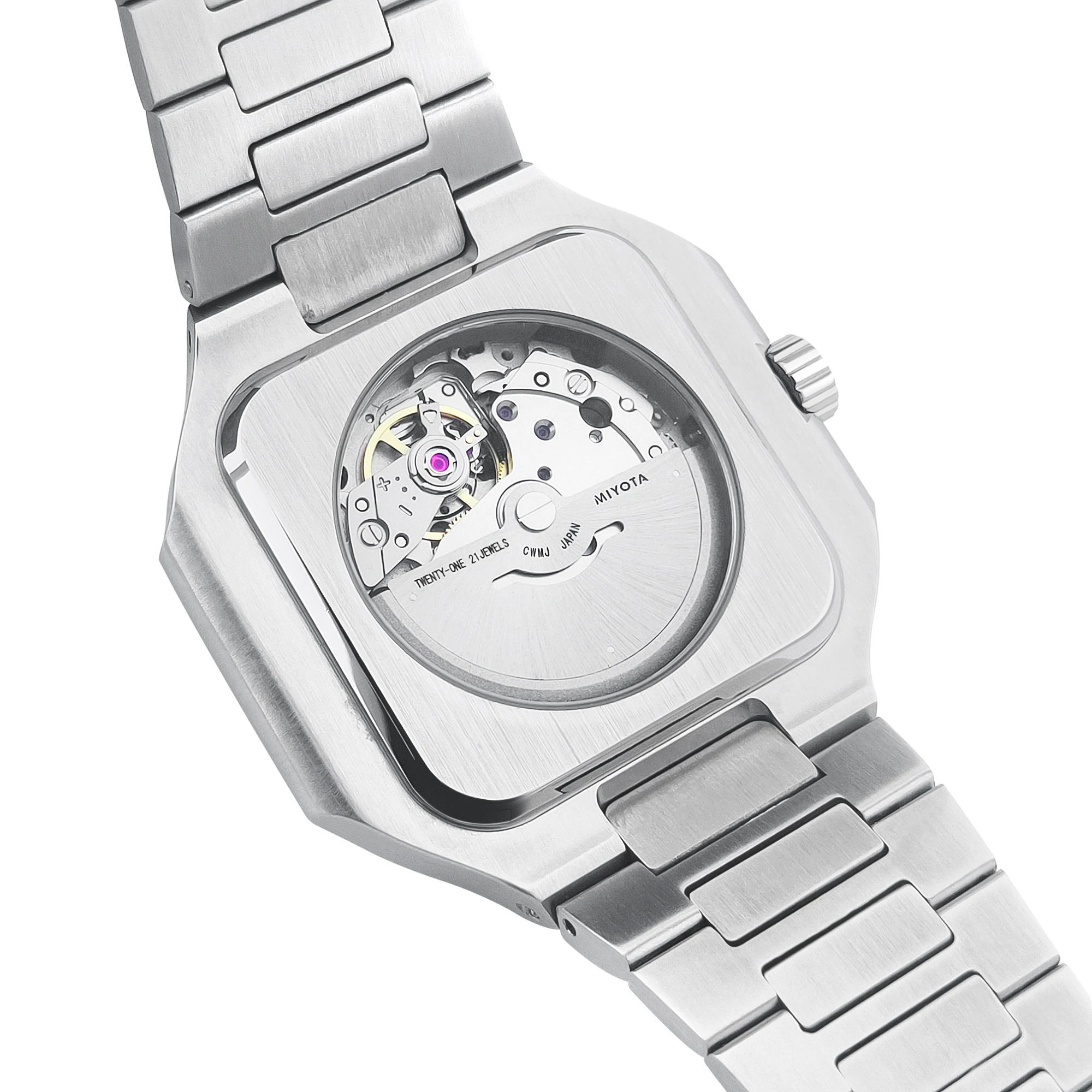 Relógio Corgeut 6032 quadrado de aço inoxidável 44,5 mm - safira, NH35 automático, 5BAR resistente à água, data