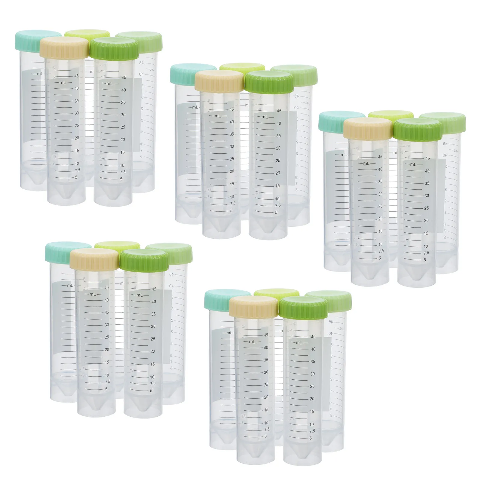 25Pcs Laboratory Centrifuge Tubes High Transparency Polypropylene 50Ml Self-Standing Test Tubes Screw Caps Graduated Leakproof