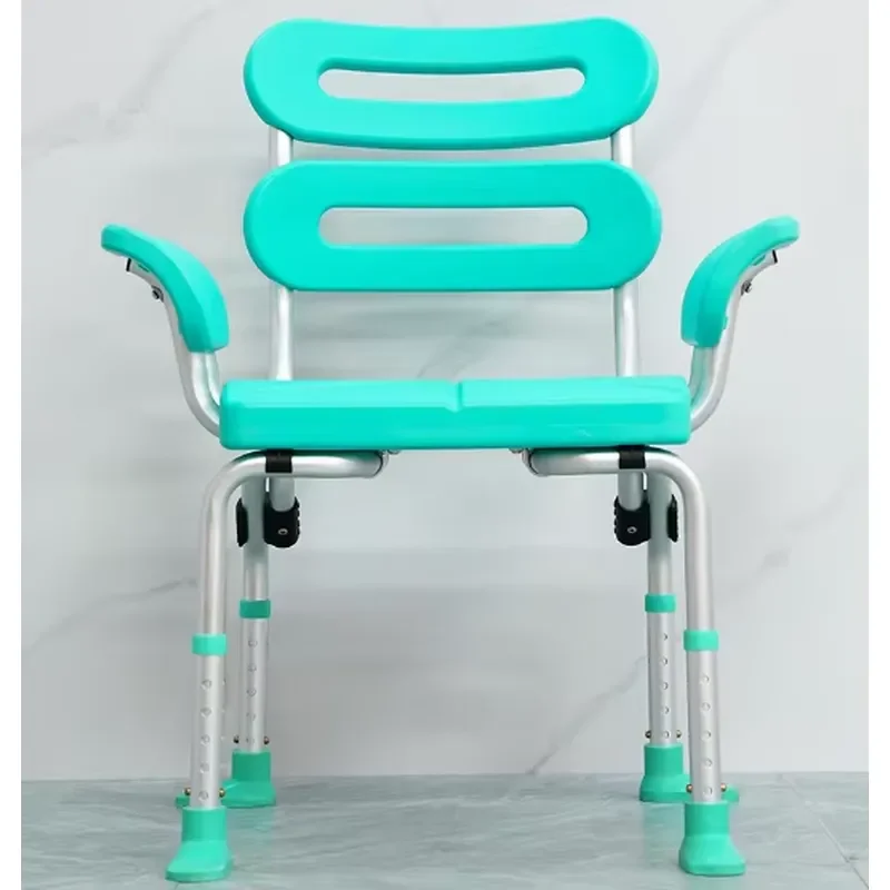Adjustable Height Shower Chair with Armrests Non Slip Bath Stool for Elderly Safety Seat Bathroom Standing Aid Support Non