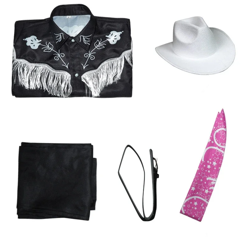 ชุดยูนิฟอร์มคาวบอยกางเกงลาย Ken ชุดคอสเพลย์ผู้หญิง Ryan Gosling ชุดยูนิฟอร์มสีชมพูสำหรับผู้ชายงานปาร์ตี้ฮาโลวีน