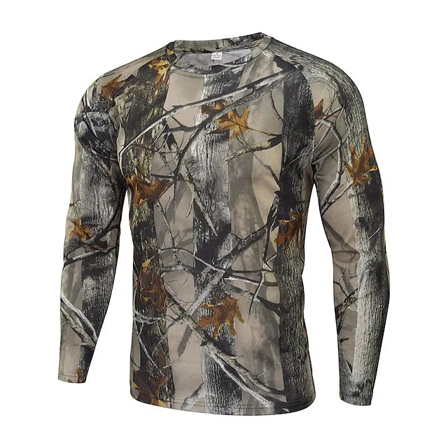 Fashion men\'s camouflage printed T-shirt casual trend army fan Y2K tops autumn new streetwear men\'s long sleeved round neck tees