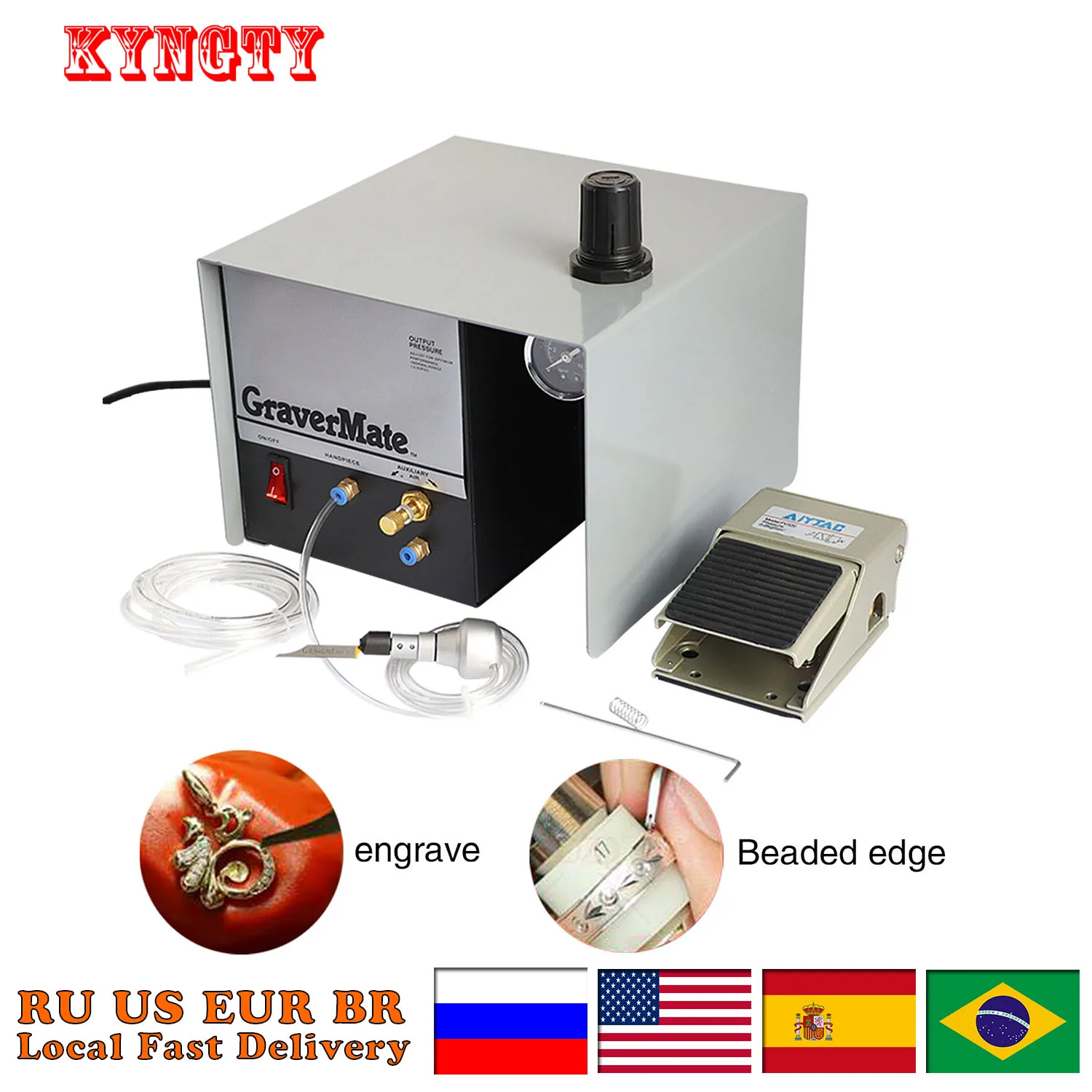 

110/220V Pneumatic Impact Engraving Machine GraverMate Jewelry Engraver Single Ended Hand Graver Jewelry Making Equipment