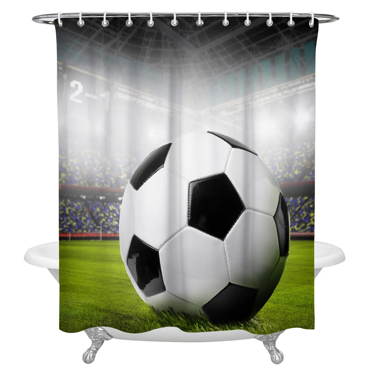 Football Field Grass Sport Soccer Waterproof Bathroom Decoration Shower Curtain With Hook Bathtub Curtains Bathroom Accessories