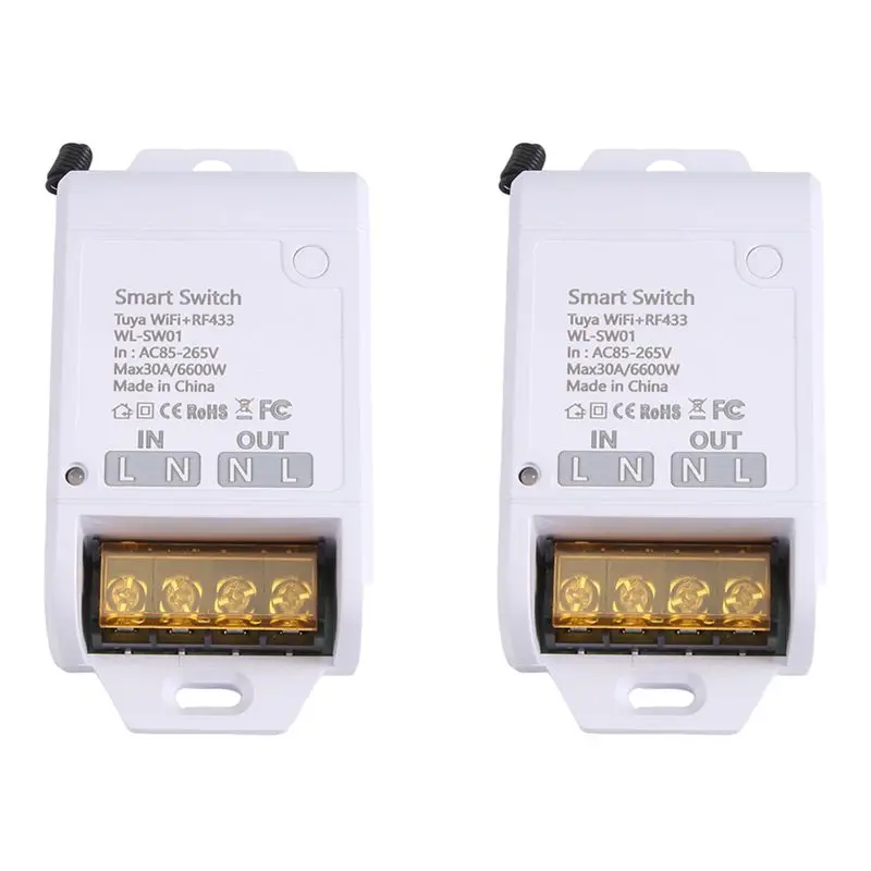 2X Zigbee Graffiti Wifi Smart Switch On/Off 30A WIFI+RF433 High Power Remote Control Voice Lamp Multifunction Switch