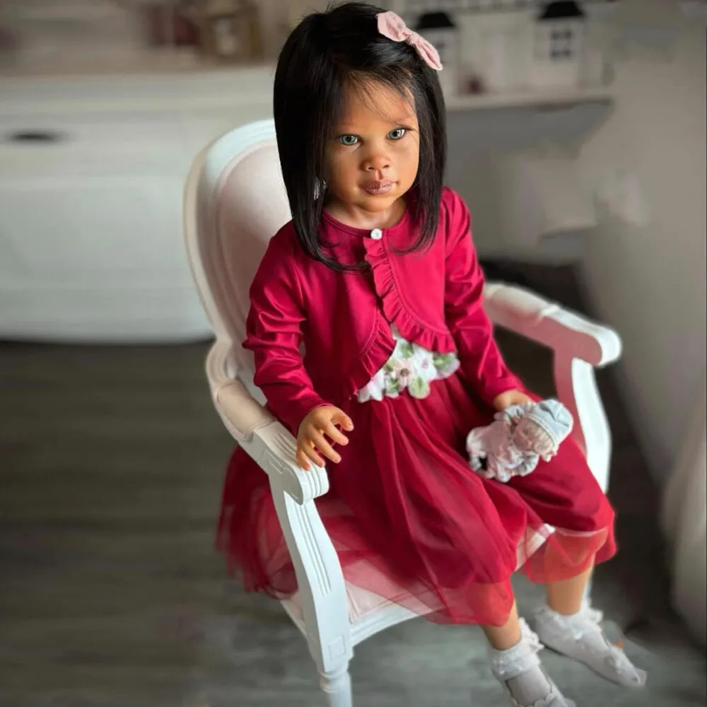 Huge Painted Minnie DIY Part 46inch Reborn Dolls Kits Rooted Hair Gift Dark Skin Tone