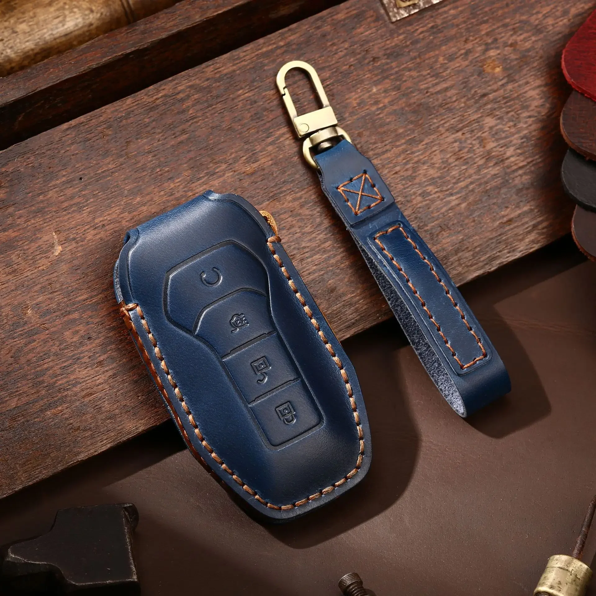 

1pc Leather Car Key Case Cover Remote Shell Holder For BYD TANG EV 600 600D DM DM-i SONG YUAN PLUS PRO 2021 2022 Accessories