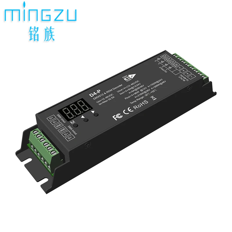 

Декодер сигнала DMX512 D4-P 4-канальный контроллер диммера светодиодной ленты RGBW RJ-45 RDM декодер светодиодное программирование сценического освещения