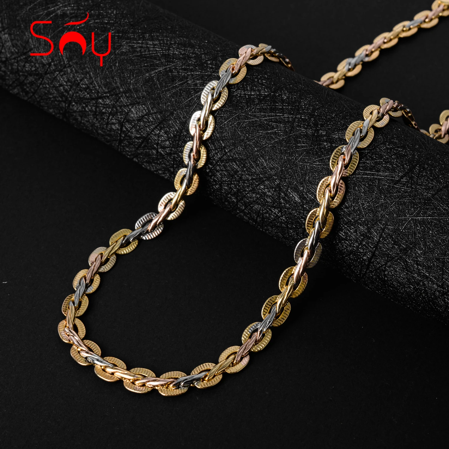 New Fashion Copper Necklace Chains Three Color Italy Gold Tone Women Man High Quality Classic Trendy Daily Wear