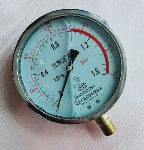 

YN-150 shock-proof shock-proof oil pressure gauge shock-proof pressure gauge 0-1.6mpa230PSI Hangzhou East Asia Instrument