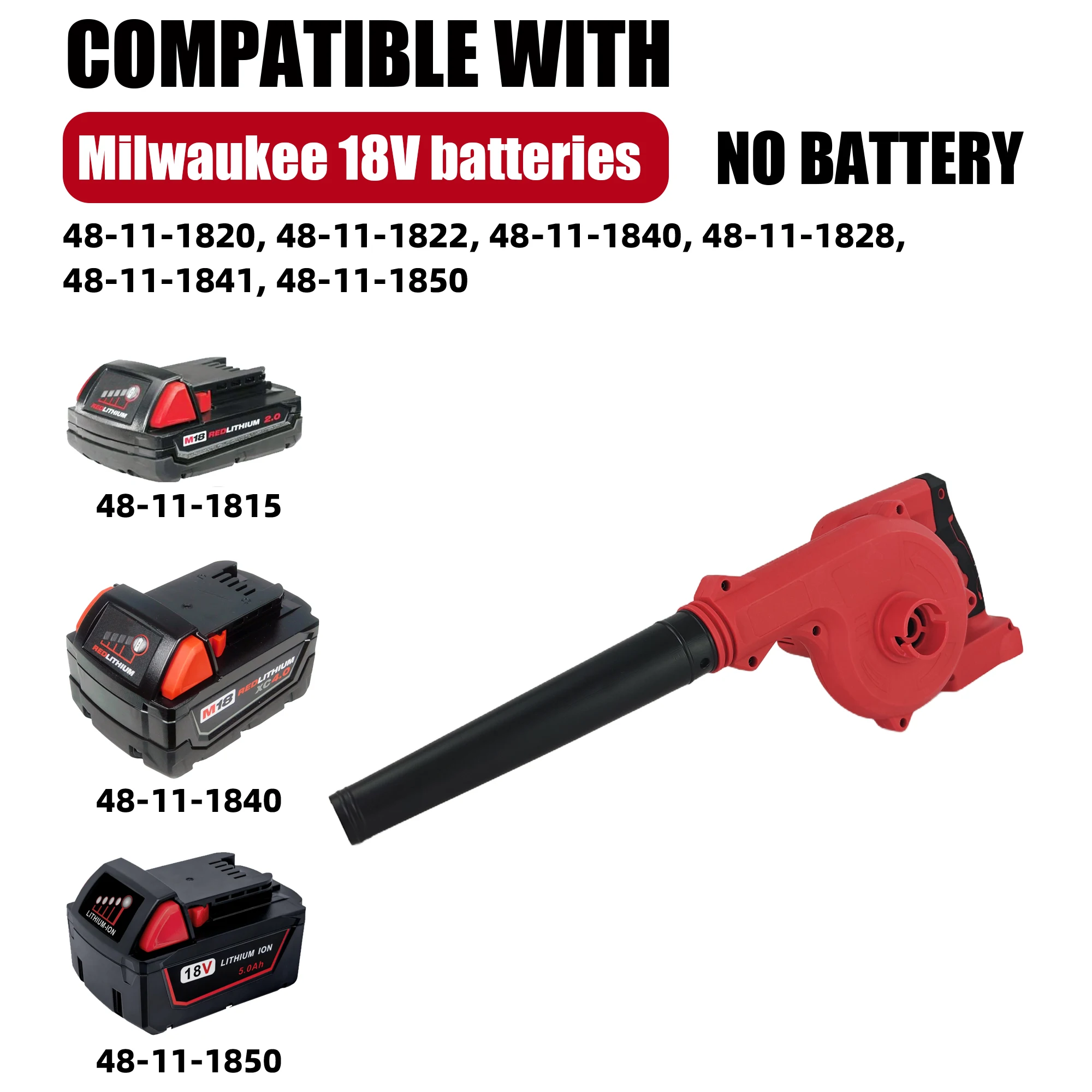 Fit for Milwaukee 18V Battery Electric Air Blower Vacuum Cleaner 2 in 1 Cordless Leaf Blower Dust Computer Collector Power Tools