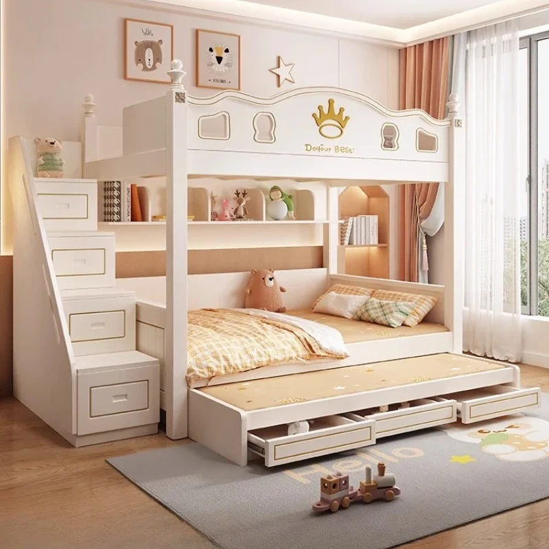 Nordic Luxury Modern Bedroom Furniture 3 Drawers storage loft bed Bed bases and frames King Size Twin 135x190cm kids bunk bed