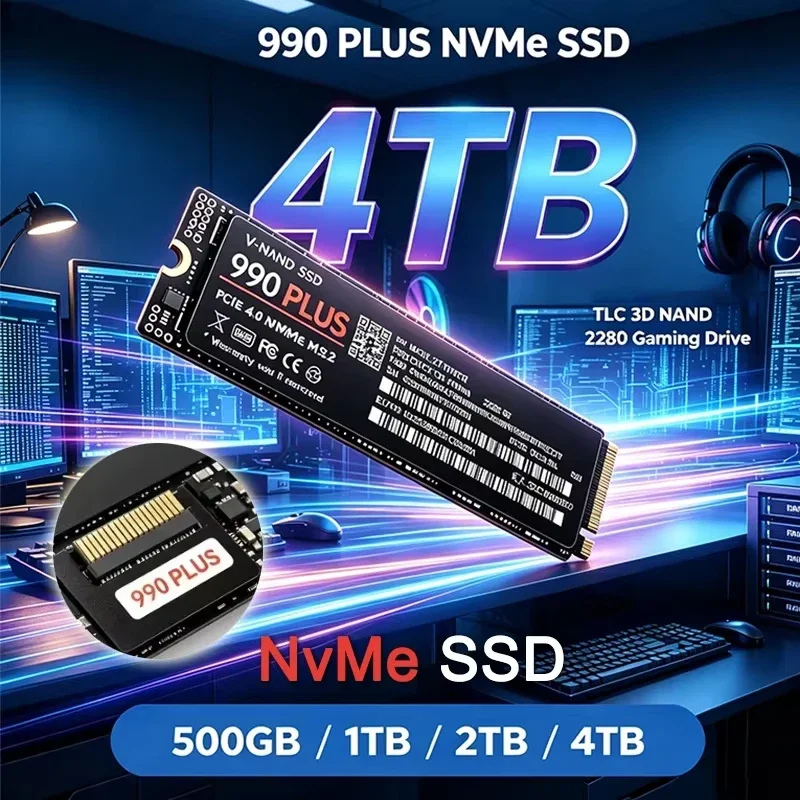 New M.2 990 Plus NVMe SSD PCIe Gen High Performance Internal Drive 500GB 1TB 2TB 4TB Storage Upgrade For Desktop Laptop