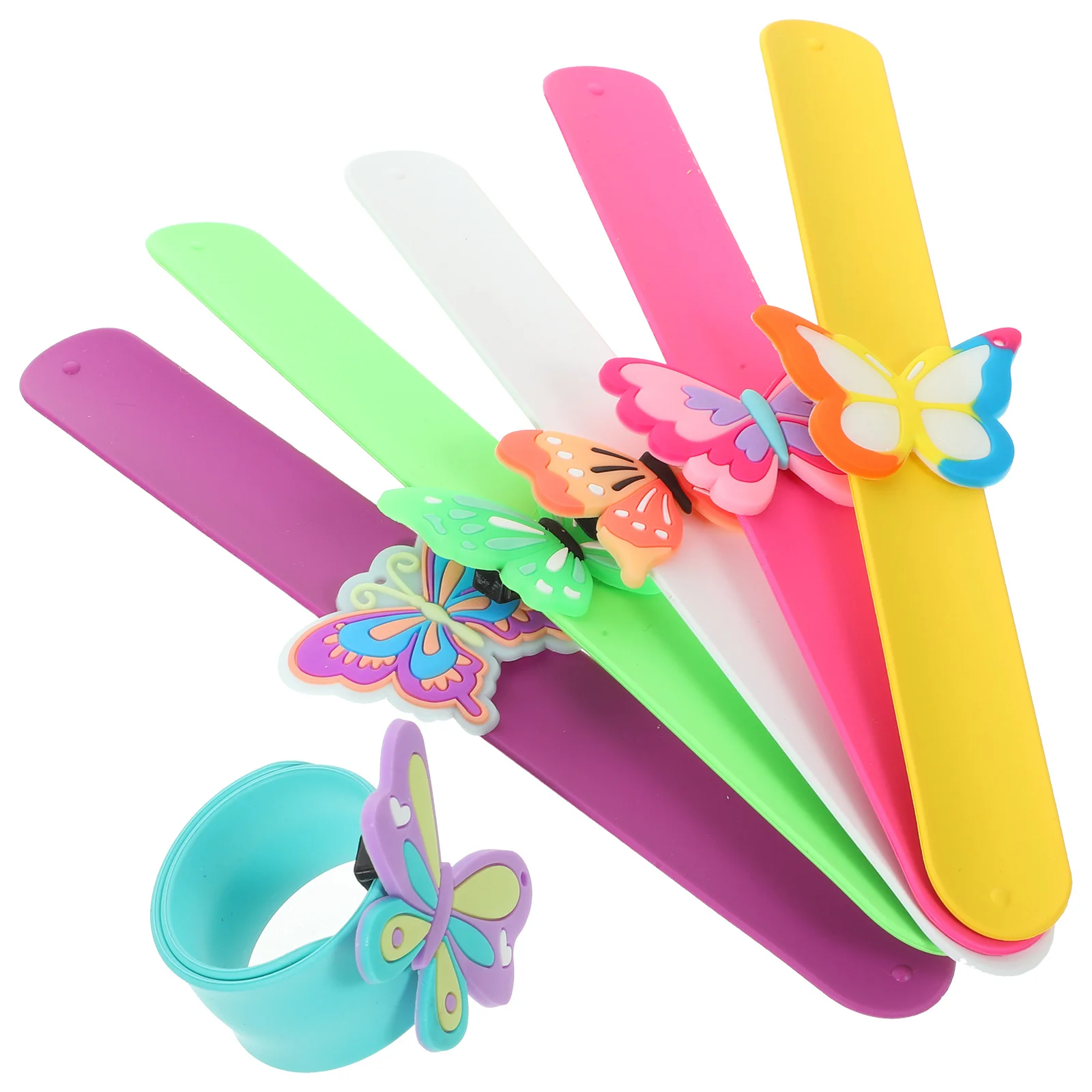 

6Pcs Butterfly Silicone Slap Bracelets Cartoon Snap Wrist Bands Compact Lightweight Party Favors Bulk School Costume Supplies