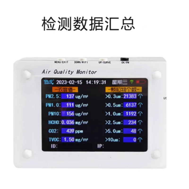 Bohu Professional PM2.5 Haze CO2 Formaldehyde Air Detector Temperature and Humidity Imported Laser Sensor WIFI