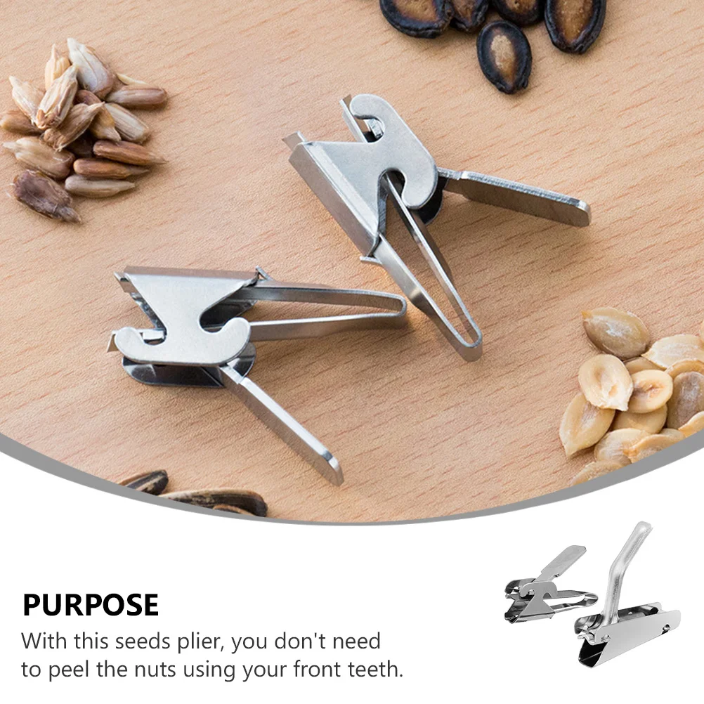 

2 pcs Stainless Steel Nut Cracker Pine Nut Peeling Plier Melon Seeds Sheller Peanut Opener Practical Kitchen Bar Tool