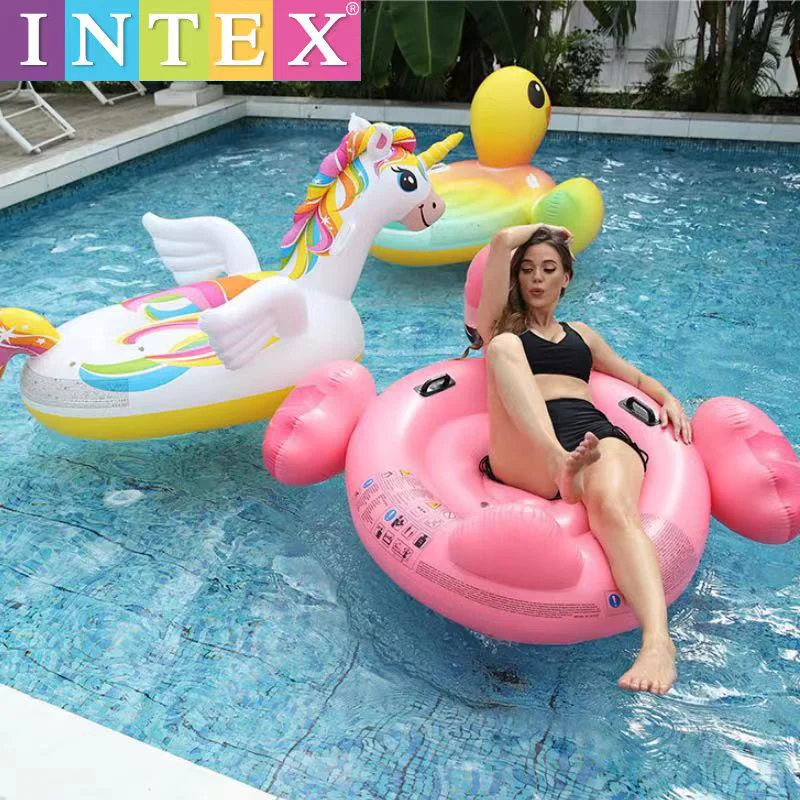 Cosplay Flamingos swim ring inflatable mount water float row Unicorn adult children float bed