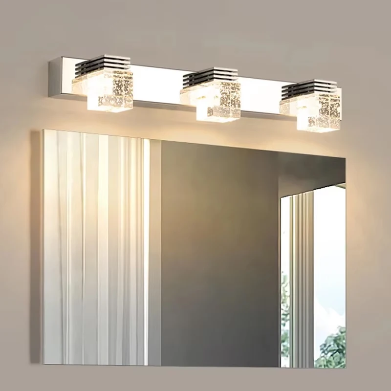 

Modern Luxury Crystal Bathroom LED Mirror Wall Light Fixture 3W 6W 9W 12W Bubble Sutdy Crystal Column LED Mirror Front Wall Lamp