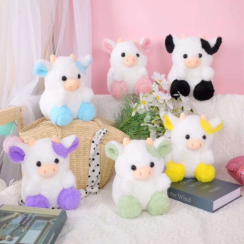 Kawaii Strawberry Cow Plush Toy for Children, Soft Doll, Multicolor Pillow, Holiday Gift, 20cm