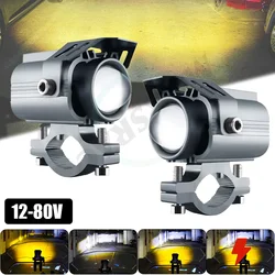 Auxiliary LED Headlights For Motorcycle Spotlights 12-80V Lamp Lens Flashing Long Range LED Additional ATV Motorbike Fog Light
