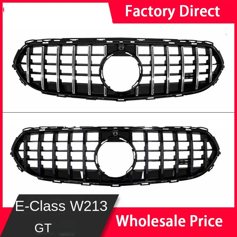 Glossy Black GT R Style Front Racing Grille For Mercedes Benz E-Class W213 E300 E350 E400 2021 Chrome GTR Style Grilles