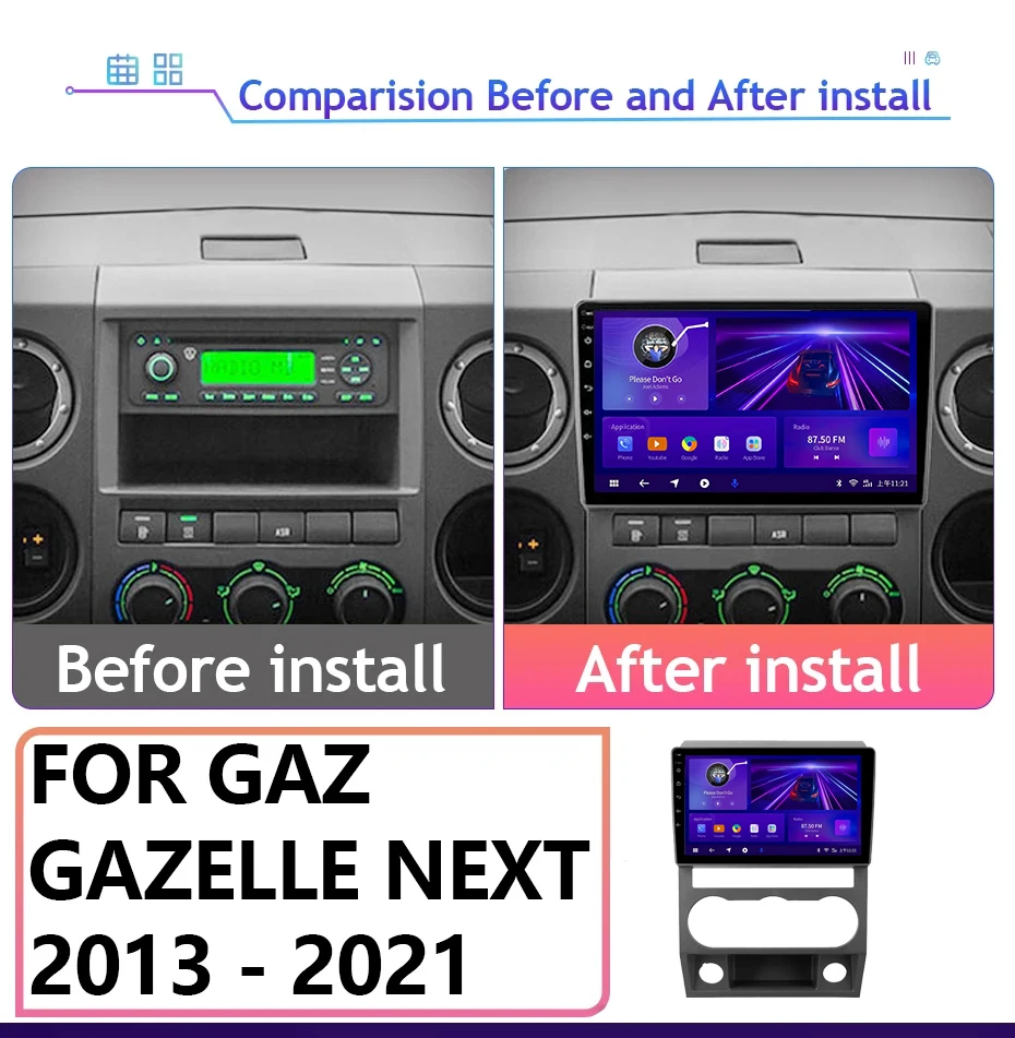 NAVIGUIDE P1 Car Radio For GAZ Gazelle Next 2013-2021 6+128G Stereo Multimedia Player Carplay Head Unit Autoradio Bluetooth FM