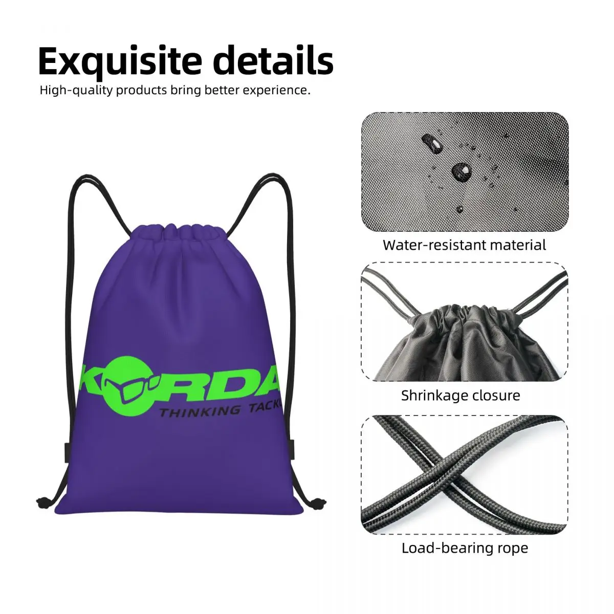 Korda Fishing Print Drawstring Bags Men Women Portable Sports Gym Sackpack Fish Carp Fisherman Gift Training Storage Backpacks